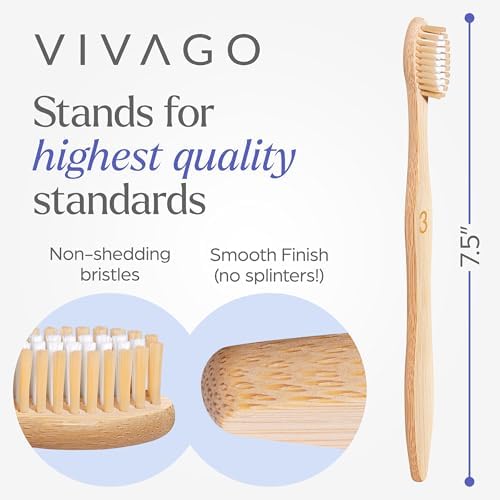 VIVAGO Bamboo Toothbrushes - Medium Bristles Toothbrushes for Adults - Image 5