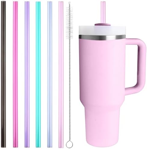 Replacement Straw Compatible with Stanley Quencher 40 oz,30 oz Tumbler, 12 inch Extra Long Reusable Straws Plastic For 40 Oz Cup,6 Pack by Bubrike