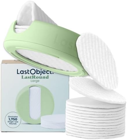 LastRound Reusable Makeup Remover Pads - 7 Washable Eco-Friendly Reusable Cotton Rounds for Face - Sustainable & Soft Cotton Face Pads for Facial Cleansing & Eye Makeup Removal - Travel Storage Case by LastObject