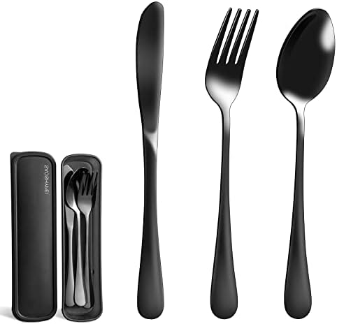 SAOSHYPEI Travel Utensils with Case, 4-Piece Stainless Steel Set, Black - Image 4
