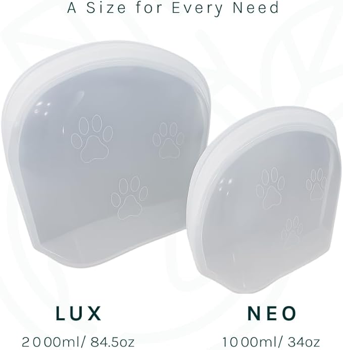 SnapPack Premium Silicone Reusable Pet Storage Stand-Up Bags, Pet Duo Set, Microwave, Dishwasher, Oven and Freezer Safe, BPA Free, Leak-free, and Eco-friendly |1000ml & 2000ml Set (Clear)
