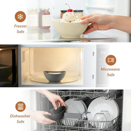 Homienly Unbreakable Snack Bowls,Wheat Straw Small Bowls,10 OZ Plastic Bowls Alaternative for Soup,Chip,Cereal,Microwave & Dishwasher Safe Bowls for Kithcen,Camping,Picnic(6PCS,Grey Stone) - Image 6