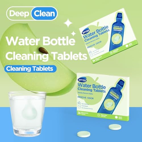 Water Bottle Cleaning Tablets, 36 Pack Bottle Clean Tablet Hydration Bladder Cleansing Tablets for Hydration Bladder, Water Bottle, Individually Packed, Apple Flavor - Image 2