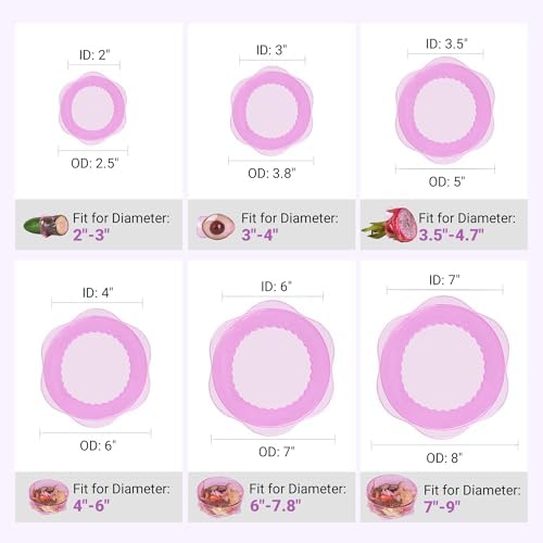 Silicone Stretch Lids for Food Storage in Fridge, Reusable Elastic Bowl Covers for Cup, Cans, Jars, Round & Rectangle Container, Food Grade Silicone Microwave Food Cover, Purple, 6PCS - Image 3