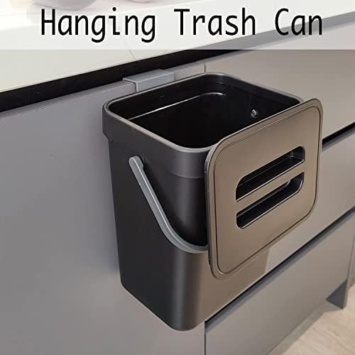 LALASTAR Countertop Compost Bin with Lid, Hanging Small Trash Can with Lid Under Sink for Kitchen, Food Waste Bin for Countertop, Mountable Garbage Can for Bathroom, RV, 5L/1.3 Gal, Black - Image 3