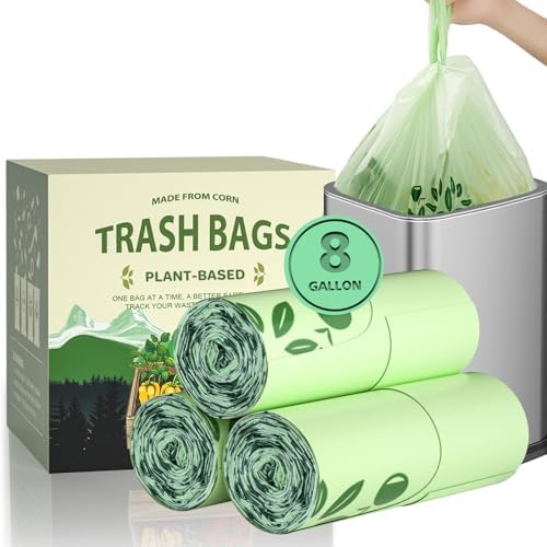 6-8 Gallon Kitchen Trash Bags With Handle Tie 60 Packs AYOTEE Compost Bags by AYOTEE