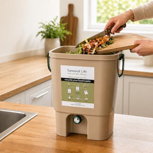 Indoor Bokashi Composter Starter Kit- Beige, 2.2 lb Premium Bokashi Bran Included, Easliy Turn Your Kitchen Wastes into Nutrition for Your Garden Soil (Beige & Beige, 2 bin) - Image 2