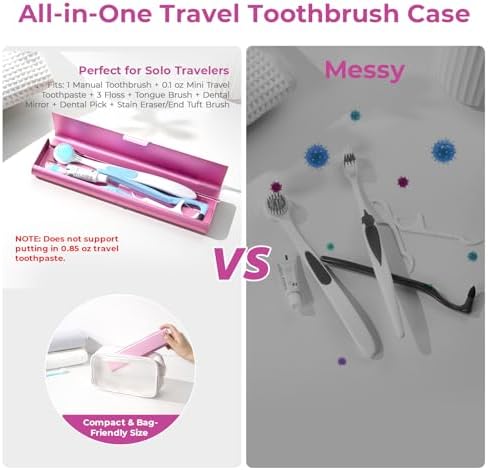 Wider Aluminum Toothbrush Travel Case, Portable Travel Toothbrush Holder, Durable Manual Toothbrush Box Container for Traveling, Bathroom, Camping, Business Trip, Pink - Image 3