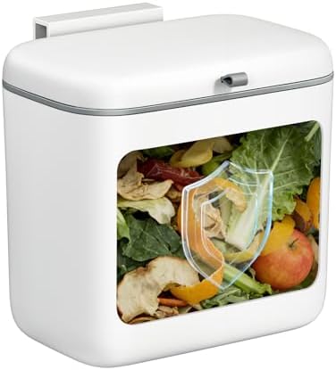 CTIME Compost Bin Kitchen 1.8 Gallon, Hanging Small Trash Can - Image 2