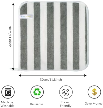 Microfiber Facial Cloths Fast Drying Washcloth 12x12inch Stripes 6 pack - Image 2