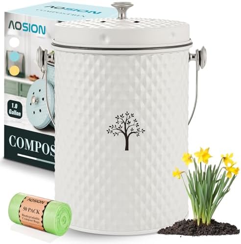 AOSION Countertop Kitchen Odorless Compost Bin with Removable Inner Bucket by AOSIONUSA