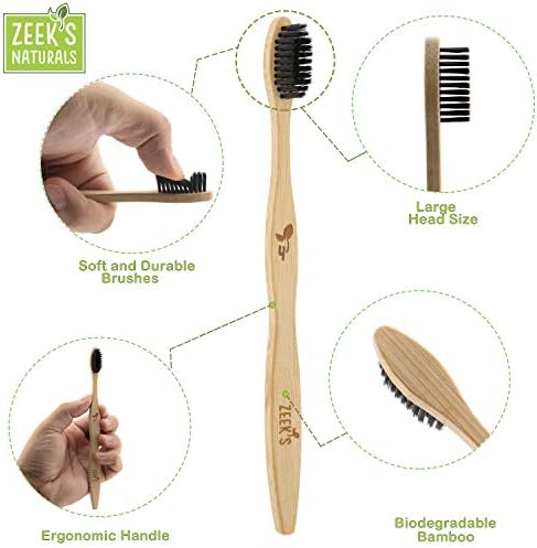 Zeek's Naturals LLC Biodegradable Eco-Friendly Natural Bamboo Charcoal Toothbrushes - Pack of 12 - Numbered - Charcoal Infused Bristles (12) - Image 2