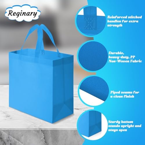 Reginary 100 PCS Non Woven Tote Bags Bulk,Sky Blue - Image 4