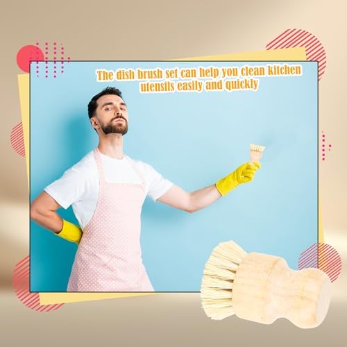 16 Pack Bamboo Dish Scrub Brushes Set Kitchen Pot Pans Cleaning Brushes Scrubber Sisal Bristles Wooden Brushes for Iron Pot Dishwashing Sink Vegetables - Image 6