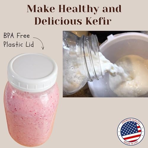 Jarming Collections Complete Kefir Starter Kit/Kombucha Fermentor Kit-1 Mason Jar Wide Mouth-Plastic Storage Lid - HIC(4 Inch) Nylon Mesh Strainer-Cotton Cloth Cover and Wood Spoon (Half Gallon) - Image 5