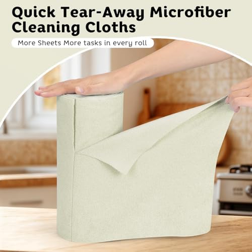Matthew Microfiber Cleaning Cloth Roll 72Pack (12" x 12") Reusable Paper Towels&Washable Tear Away Towels,Ultra Water Absorbent Lint&Streak Free Cleaning Rags for Glass,Dishwash,Bathroom,Cars-Beige - Image 2