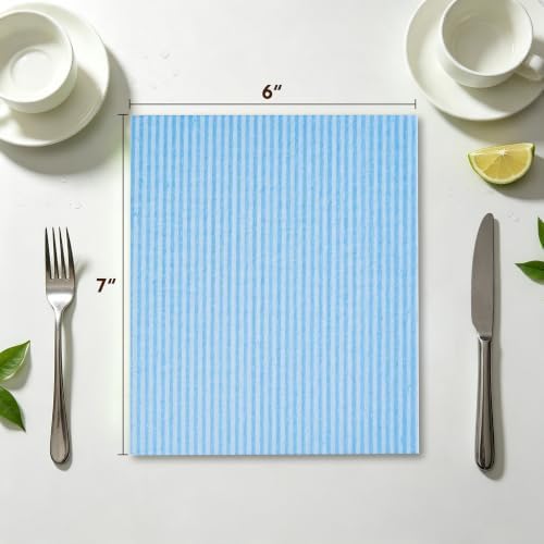 YEEHAW Swedish Dishcloths for Kitchen 10 Pack, Blue Cellulose Sponge Cloths, No Odor Resuable Cleaning Cloths, Super Absorbent Dish Cloth for Kitchen, Bathroom, Glass Surface, Furniture 7"×6" - Image 2
