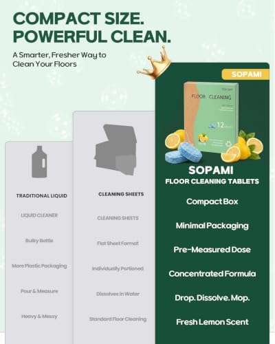 SOPAMI multi effect floor cleaning tablets 12 Counts Lemon Scent - Image 4