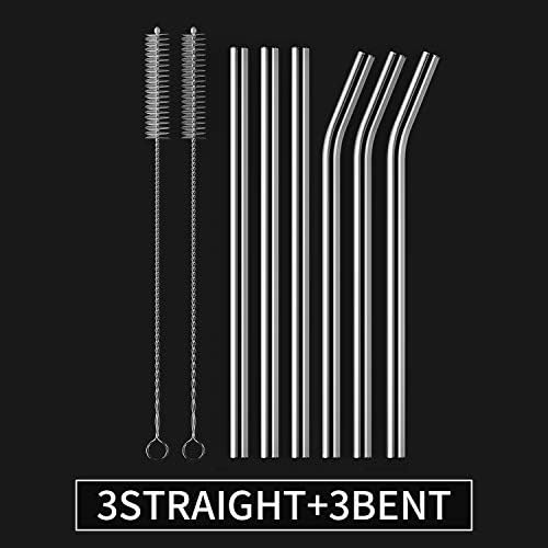 HeykirHome 6-Pack Reusable Glass Straw-Transparent,Size 8''x10 MM,Including 3 Straight and 3 Bent with 2 Cleaning Brush- Perfect For Smoothies, Tea, Juice-Clear - Image 2
