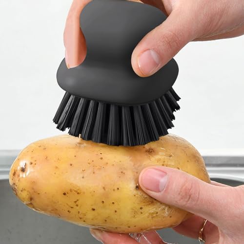 2Pack Dish Scrub Brush, Palm Brush Dish Scrubber with Ergonomic Grip, Kitchen Scrub Brushes for Cleaning for Pans, Pots, Kitchen Sink Cleaning-Black - Image 6