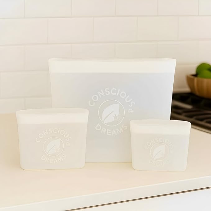 Reusable Bags Dishwasher Safe, Leakproof Reusable Freezer Bags, BPA Free Healthy Food Storage Contaizers Sandwich Snack Baggies for Lunch Travel
