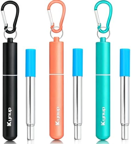 Kynup Reusable Collapsible Metal Straws, Cruise Ship Essentials (3Packs) by SunhpMallLLC