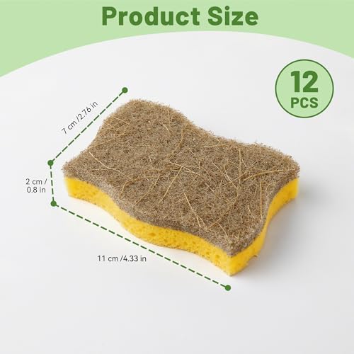 LILAC 12 Pack Natural Cellulose Sponges for Dishes - Non-Scratch Kitchen Scrub Sponges - 100% Biodegradable & Eco-Friendly Cleaning Sponges for Non-Stick Cookware, Bathroom & Household（Yellow） - Image 7