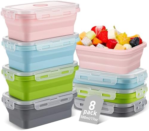 Mifoci 8 Sets of Silicone Collapsible Bowls, Morandi Color, 17 Oz/ 500 ml by Mifoci