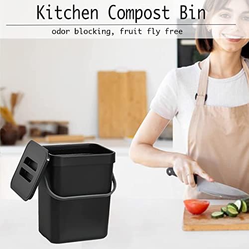 LALASTAR Countertop Compost Bin with Lid, Hanging Small Trash Can with Lid Under Sink for Kitchen, Food Waste Bin for Countertop, Mountable Garbage Can for Bathroom, RV, 5L/1.3 Gal, Black - Image 4
