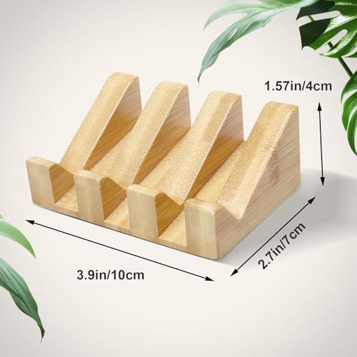 Jiozermi 2 Pcs Bamboo Soap Dish,Sloped - Image 2
