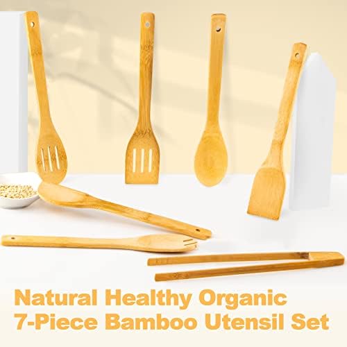 Eisinly 7-Piece Wooden Cooking Spoons, Natural Bamboo Utensil Set - Image 3