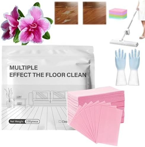 Multi-Effect Floor Clean Tablets,100 Piece Floor Cleaning Tablets Multi-Surface Cleaner for Hardwood Laminate Tile & RV Walls Maintenance, Water Concentrated Cleaner (Rose Mallow 3Bag) by Unknown