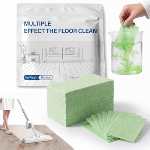 WWG Multi-Surface Floor Cleaner Tablet, 2026 Upgraded Floor Cleaning Solution Tablets, Multi-Effect Floor Cleaning Sheets Wood Cleaner Tablets, for Mopping Wood Flooring Deep Cleans (Green, 30PCS) by Unknown