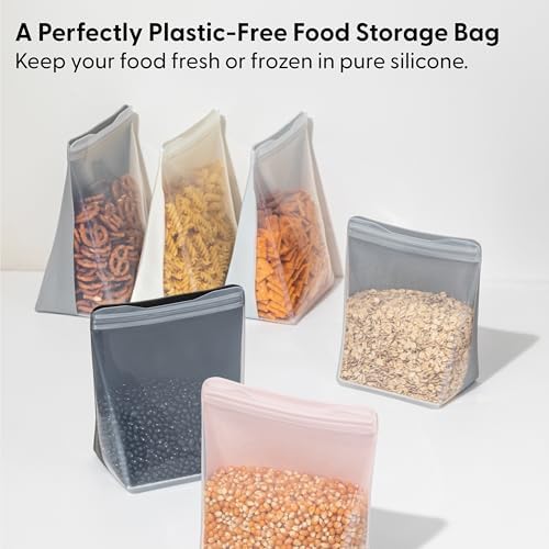 W&P Porter Silicone Reusable Storage Bag, Sandwich (50oz Stand-Up), Sage, Food Storage Container, Microwave and Dishwasher Safe, Easy Cleaning - Image 2