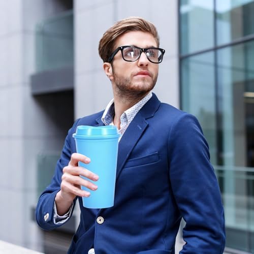 16oz Reusable Plastic Coffee Cups with Lids, 13 Pack, Colorful - Image 3