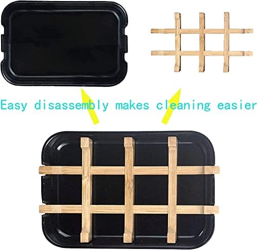 Aoheuo Modern Bamboo Fiber soap Holder and soap Dish Combination (Removable), Black, 5.12 Long by 3 Wide, 0.98 inches high, Used in Kitchens, bathrooms, and bar Sinks - Image 4