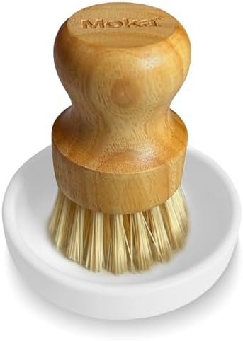 Moka Bamboo Dish Brush - Eco Friendly Scrub Brush with Natural Bristle - Premium Bamboo Dish Scrubber for Kitchen Cleaning, Dishes, Pots, and Pans - Sustainable and Durable (Brush) by Unknown
