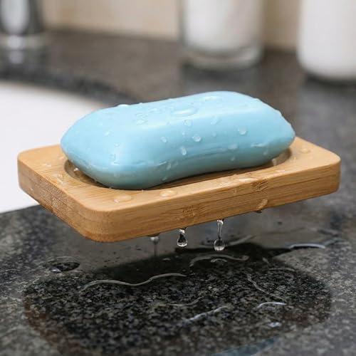 2Pcs Bamboo Soap Dish Wooden Tray Holder for Shower Steamer Bar Soap Dishes Natural Wood Bathroom Kitchen Shampoo Soap Holder 2 Size - Image 6