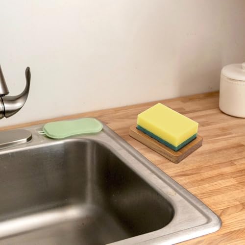 HTB Slotted Bar Soap Holder Teak Wood,Sponge Holder for Kitchen Sink - Image 6