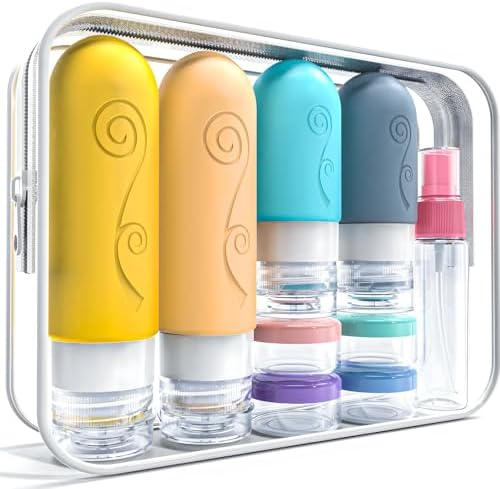 vodvob 16 Pack Travel Bottles Set for Toiletries, TSA Approved Travel Containers Leak Proof Silicone Squeezable Travel Accessories 2oz 3oz for Shampoo Conditioner Lotion Body Wash (BPA Free) (Orange) by Unknown
