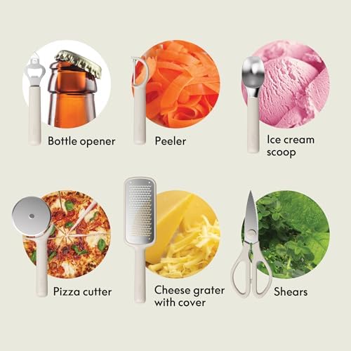 bella 7 Piece Modular Gadget Set, Non-Toxic Silicone, Oatmilk - Image 2