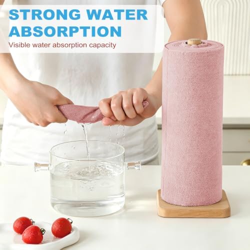 Puomue 165 Pack Microfiber Cleaning Cloth Roll, Tear Away Reusable Towels, 11" X 9", Ultra Absorbent & Lint Free Microfiber Cloth for Cleaning, Kitchen, Window (Grey＋Pink＋Blue, 11" L x 9" W) - Image 3