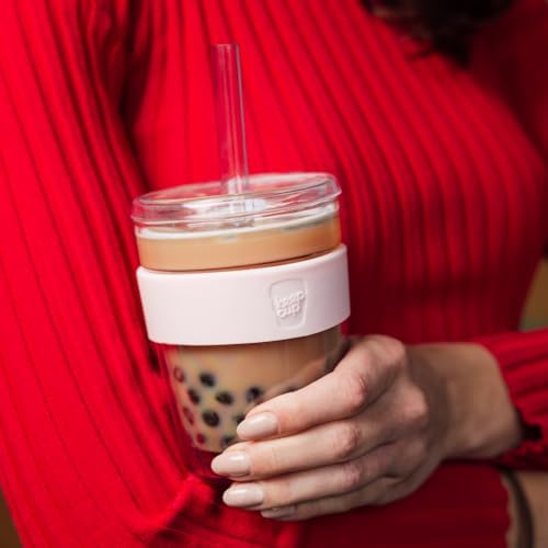 KeepCup Cold Cup - Longplay Double wall Glass Ice Coffee Tumbler with Lid and Straw - 12oz (340ml) - Pashmak - Image 2