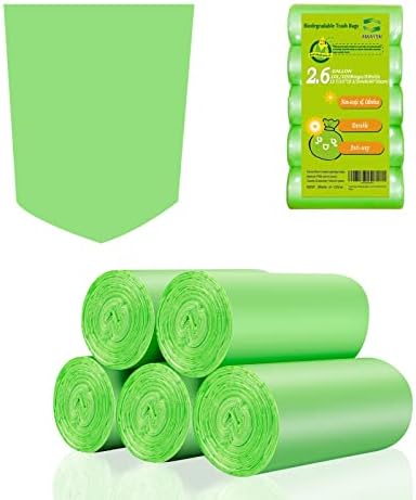2-2.6 Gallon Trash Bags, Inwaysin Bathroom Garbage Bags, Biodegradable Small Trash Bags, Size Expanded, Clear Green, 10L, 100Bags by Inwaysin