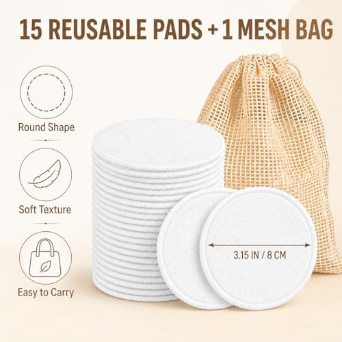 MAQIHAN Reusable Makeup Remover Pads - 15PCS Reusable Cotton Rounds - Image 3