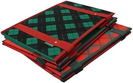 Earthwise Eco-Friendly Reusable Box Tote in Holiday Plaid, Collapsible Grocery Bag with Reinforced Structure – Foldable Shopping Tote for Groceries & Everyday Use (3-pack) - Image 4