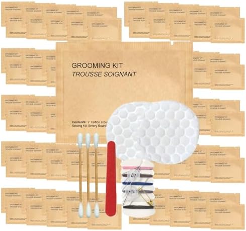 World Amenities Kraft Paper Grooming Kit - Travel Size Toiletries - Cotton Rounds, Bamboo Cotton Tips, Sewing Kit, Emery Board (100 Pack) - Image 7