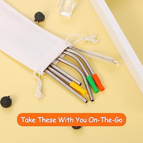 Lazycorner 16 Pcs Short Metal Straw, 6mm 5.5" 6.5" Kids Reusable Straw Silicone Tips Cleaner, Mini Small Stainless Steel Straws Fit 8 10 12 oz Tumbler/Wine Tumblers, Reusable Cocktail Straws(Silver) - Image 3