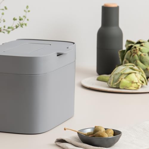 KAZAI. Compost Bin Kitchen 'Elin' | 1.2 GAL / 4.5L Countertop Compost Bin with Lid & Carbon Filter | Odor-Free, Dishwasher Safe, with Inner Bucket | Small Indoor Kitchen Composter | Stone-Gray - Image 4
