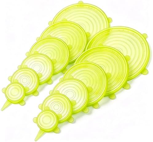 12 pcs Silicone Stretch lids set(6 Sizes,yellow) by JYYHSF